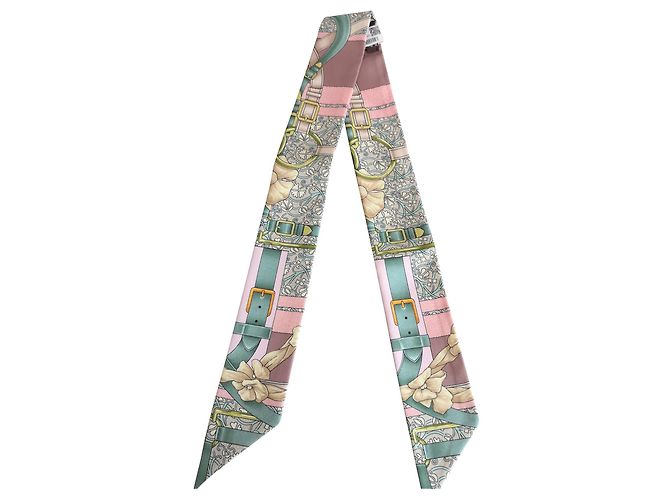 Hermès Twilly Hermes Rosa Verde Seta