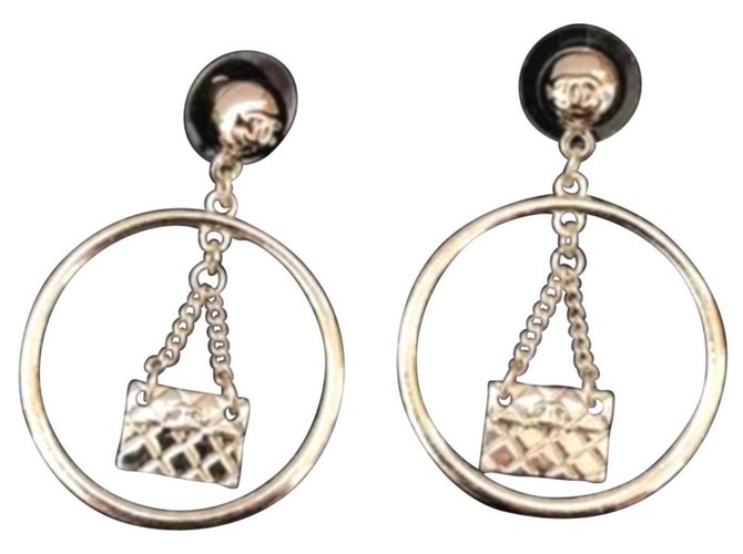Chanel handbag earrings Golden Metal  ref.146814