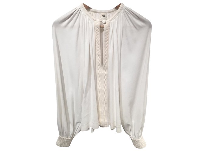 Hermès Top Bianco sporco Cotone Elastan  ref.146828