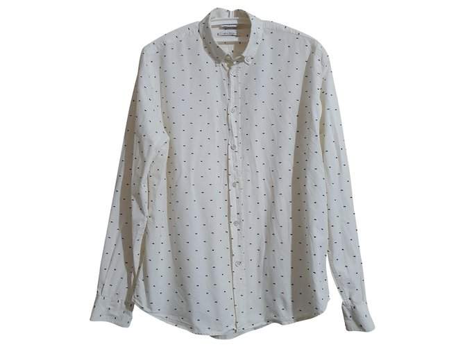 Camicia Samsoe & Samsoe in cotone bianca e blu Bianco 