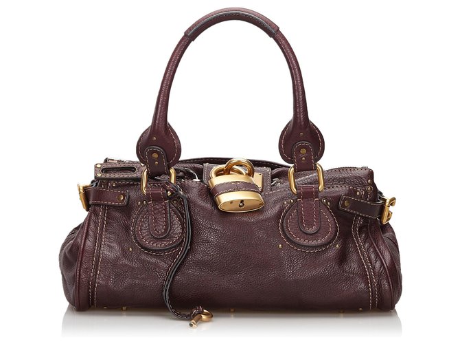 Chloé Chloe Red Leather Paddington Handbag Dark red  ref.146923