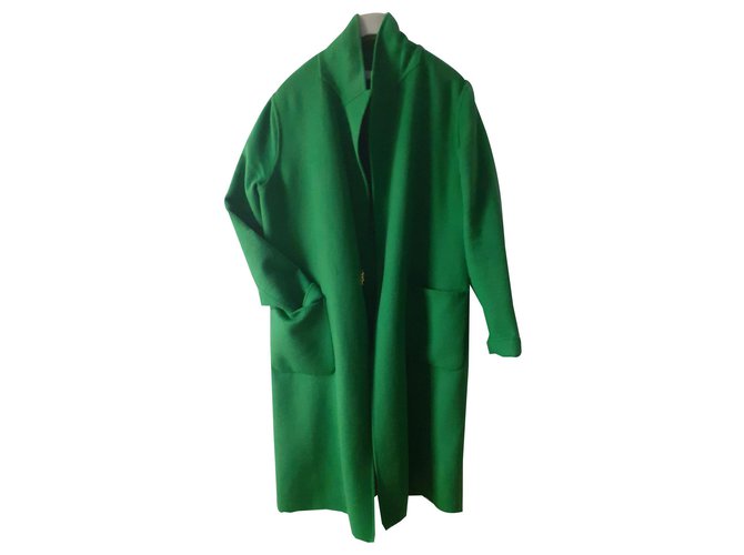 Zara Flannel wool coat Olive green  ref.146947