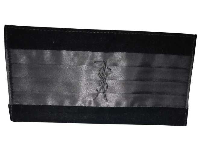Yves Saint Laurent wallet Black Velvet Satin  ref.146952