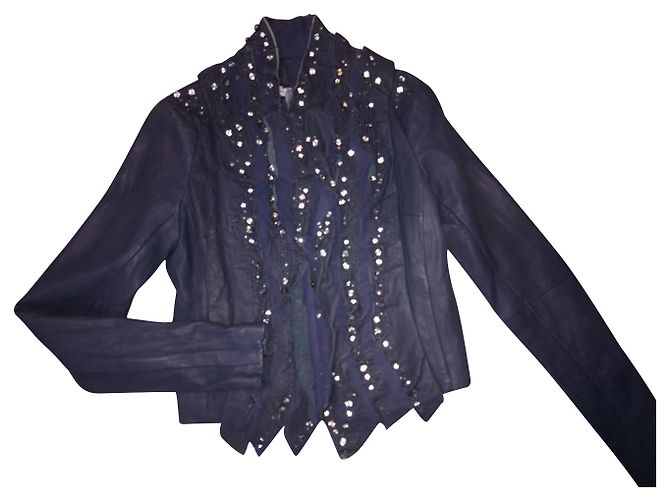 Jaqueta Givenchy de couro de cordeiro com pérolas e cristais Cinza escuro Cinza antracite