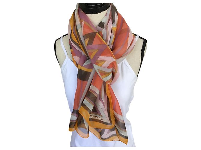 Hermès Chiffon stole Coral