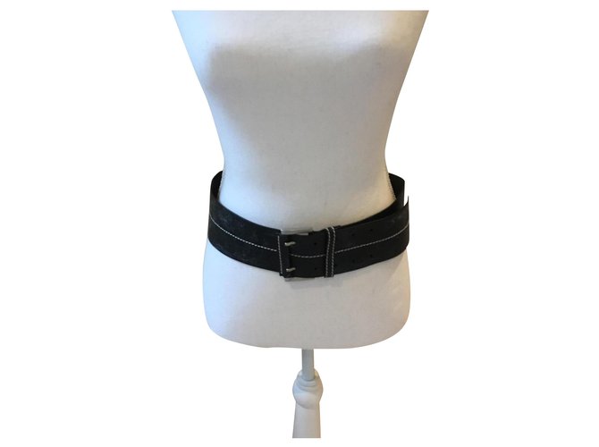 Versace Cinturones Negro Cuero  ref.147035