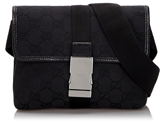 Gucci Black GG Canvas Belt Bag Leather Cloth Cloth  ref.147067