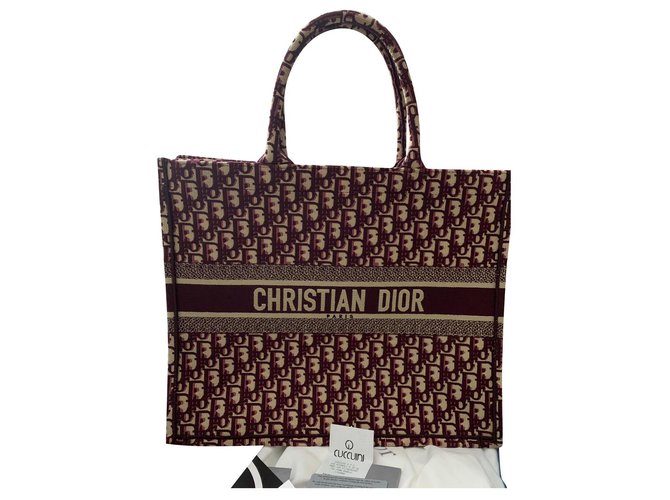 Dior Book Tote Coton Bordeaux  ref.147135