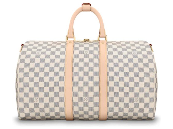 Louis Vuitton Keepall Blanco Cuero  ref.147229