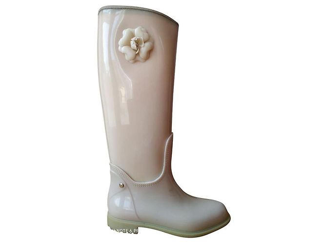 Autre Marque Botas de chuva Feng 1192 bege de couro e borracha