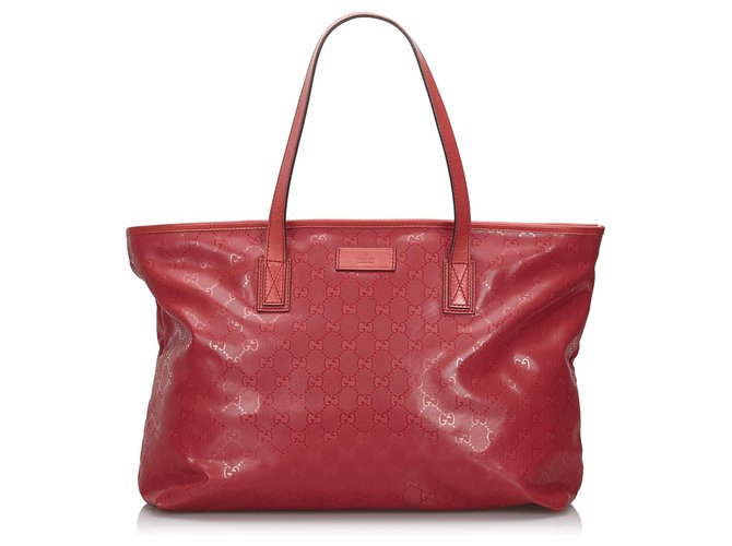 Gucci Red GG Imprime-Einkaufstasche Rot Leder Kunststoff  ref.147300