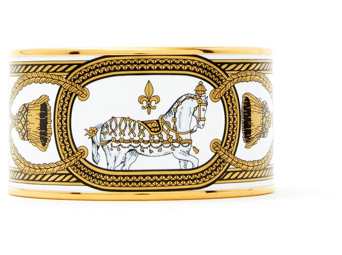 Hermès LARGE APARAT EXTRA LARGE TS Nero Bianco D'oro Metallo  ref.147365