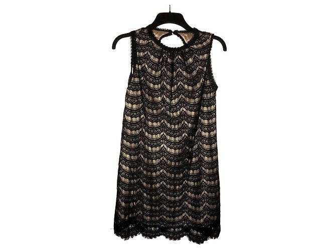 Vestido Milly de encaje negro y algodón dorado