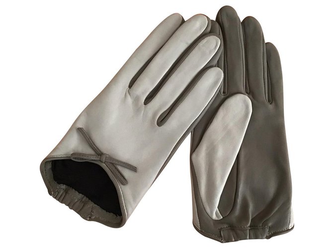 Agnelle Gloves Grey Leather  ref.147469