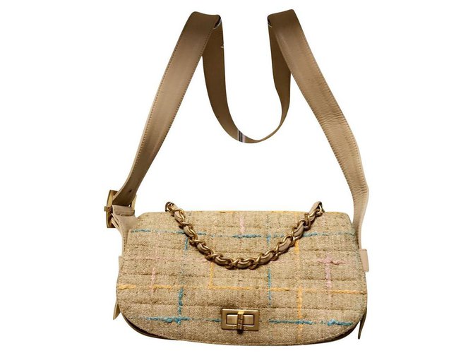 Chanel Tweed  handbag Multiple colors Leather  ref.147473