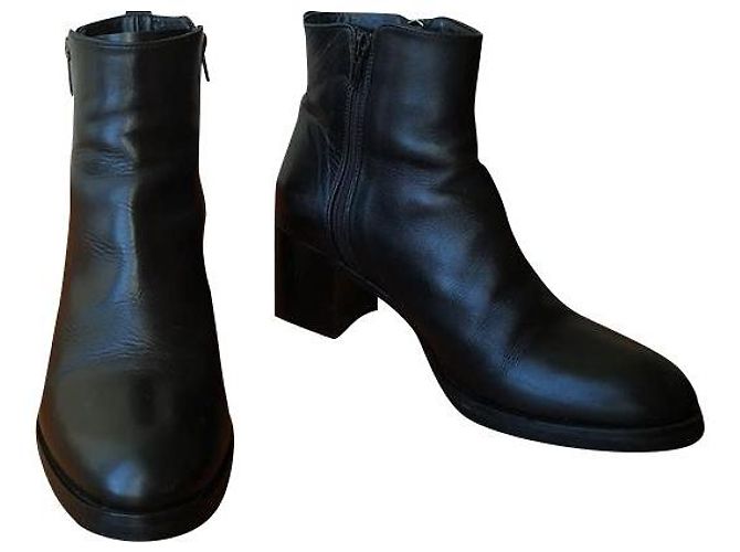Autre Marque pallenere B2361 black leather heeled ankle boots 37