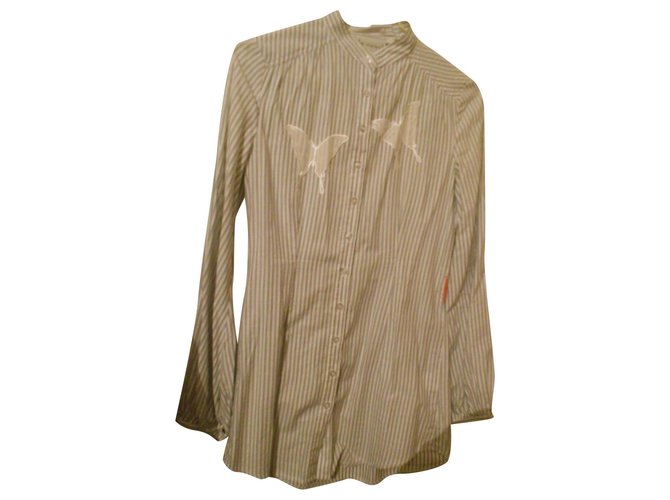 Autre Marque St-Martins - white gray striped long shirt size XS OR 34 fr Cotton  ref.147507