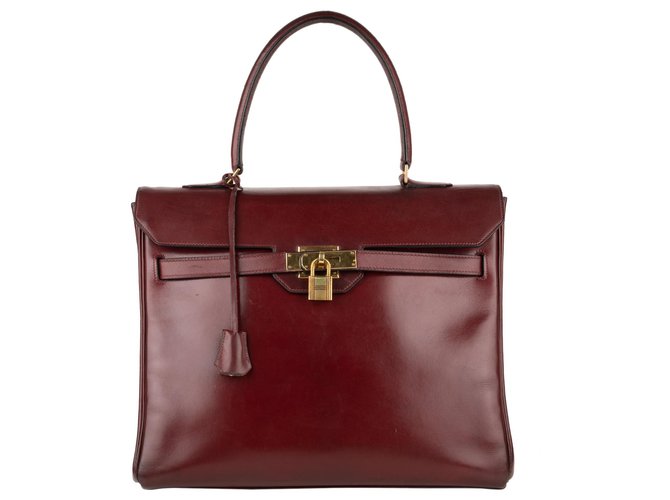 Très beau Collector: Hermès Kelly "Monaco" 30 en cuir box bordeaux !  ref.147514