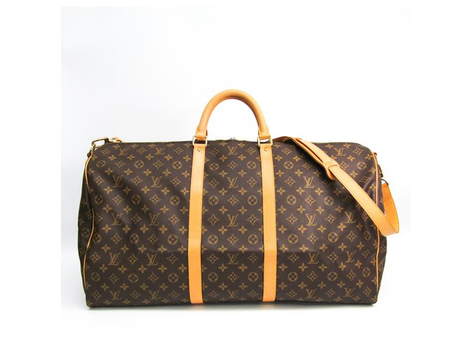 Louis Vuitton Brown Monogram Keepall Bandouliere 60 Leather Cloth  ref.147522