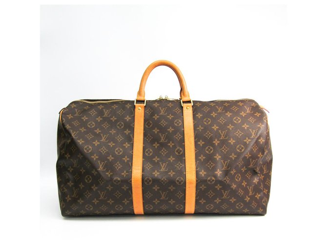 Louis Vuitton Brown Monogram Keepall 55 Leather Cloth  ref.147531
