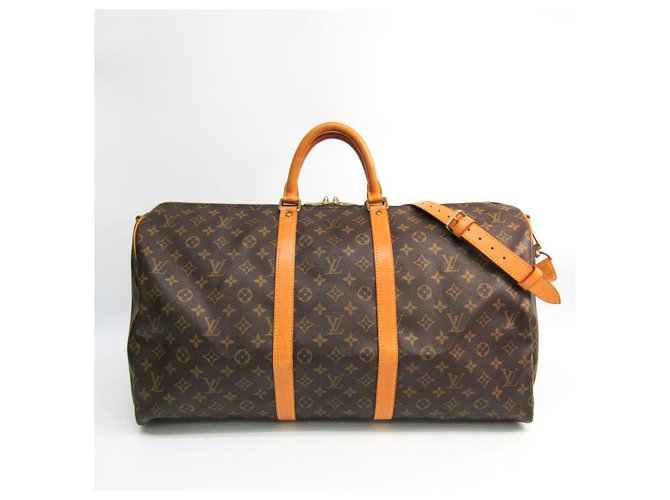 Louis Vuitton Brown Monogram Keepall Bandouliere 55 Leather Cloth  ref.147538