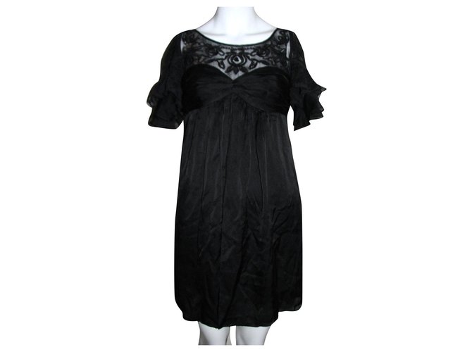 Temperley London vestido de seda y encaje Negro  ref.147575