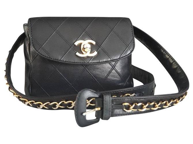 Chanel Classic Mini Belt Clutch Black Leather ref.147576 - Joli Closet