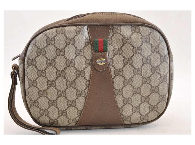 Gucci Sherry Line GG Brown Leather  ref.147669