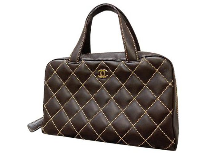 Chanel Wild Stitch Brown Leather  ref.147701
