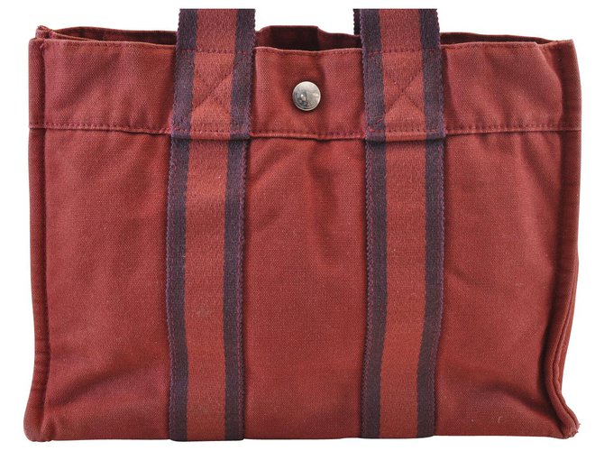 Hermès Fourre Tout Rosso Cotone  ref.148213