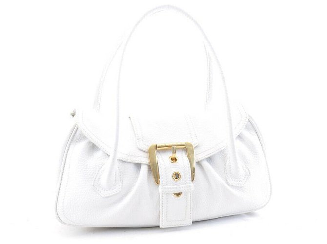 Céline Vintage Handbag Branco Couro  ref.148267