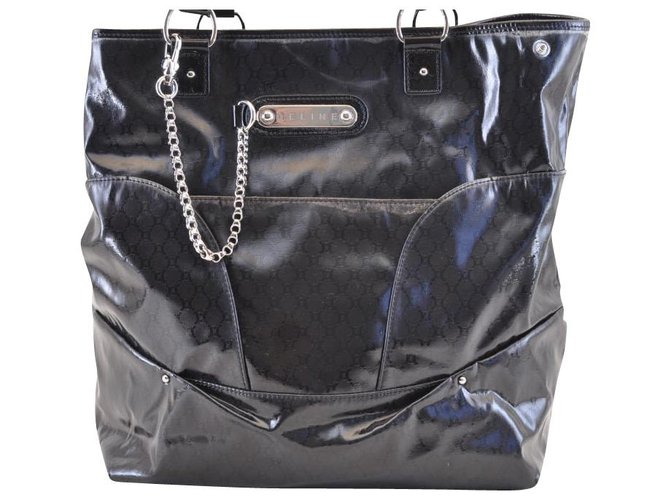 Céline Macadam Tote Bag Black Patent leather  ref.148338