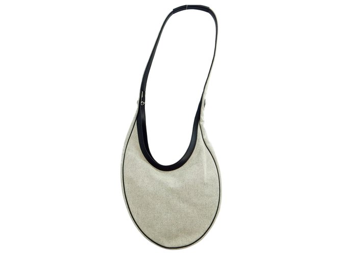 Hermès Vintage Shoulder Bag Cinza Lona  ref.148371