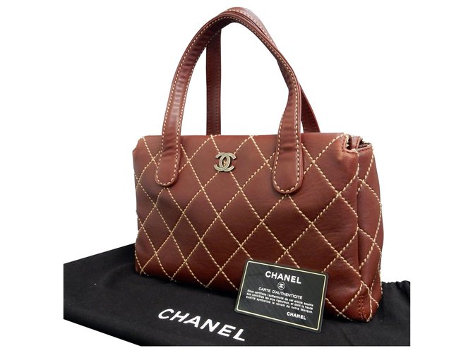 Chanel Wild Stitch Brown Leather  ref.148546