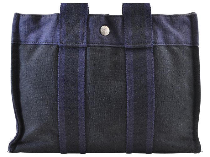 Toto Bag Hermès Fourre Tout Azul Algodão  ref.148560
