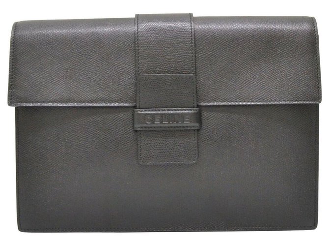 Céline Leather Clutch Bag Black  ref.148703