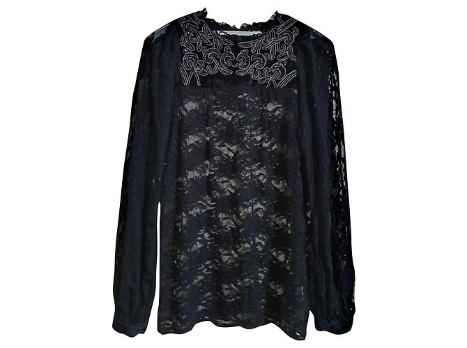 Munthe Plus Simonsen Bluse Schwarz Viskose Nylon Größe 38