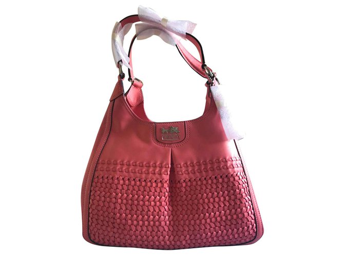 Coach Maddison Woven Maggie shoulder bag Pink Leather  ref.148881