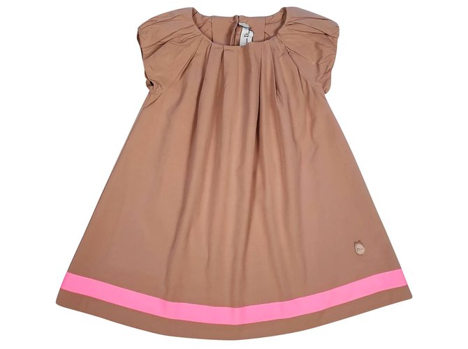 Baby Dior Dresses Light brown Cotton  ref.148911