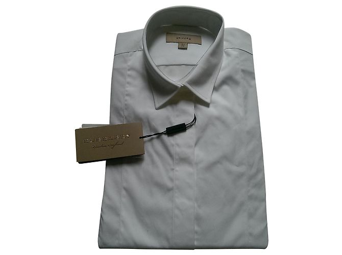 Camicia Burberry Uniform bianca in cotone a maniche lunghe Bianco