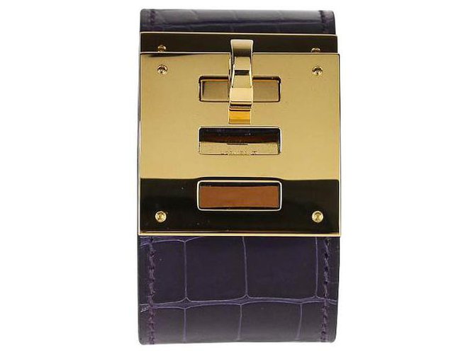 Hermès Hermes Kelly Crocodile Dog Bracelet Purple Exotic leather  ref.149023