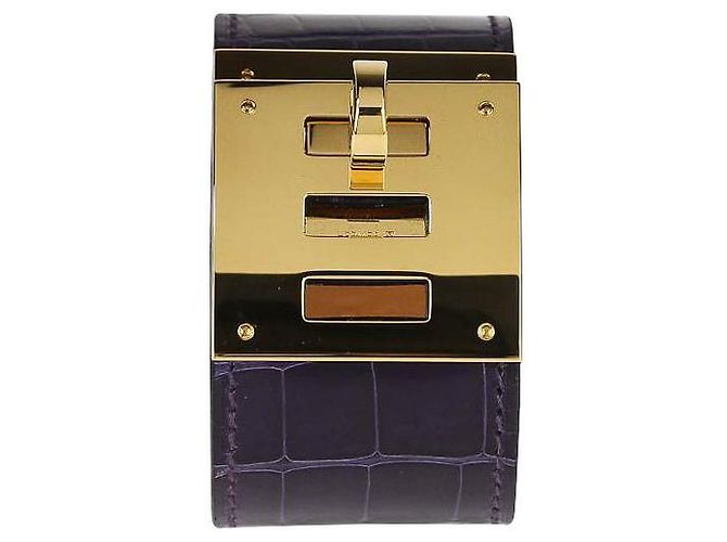 Hermès Hermes Kelly pulseira de cão de crocodilo Roxo 