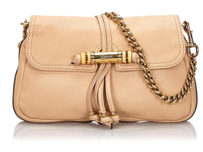 Gucci Taupe Leather Croisette Clutch