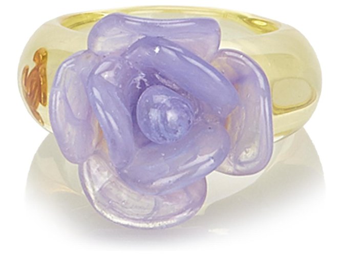 Chanel Purple Camellia Ring Yellow Plastic  ref.149080