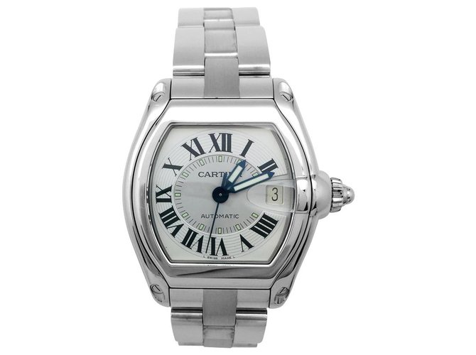 Relógio Cartier, "Roadster", aço em aço.  ref.149153