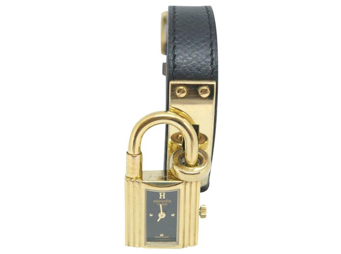 Hermès Kelly Black Leather Gold-plated  ref.149173