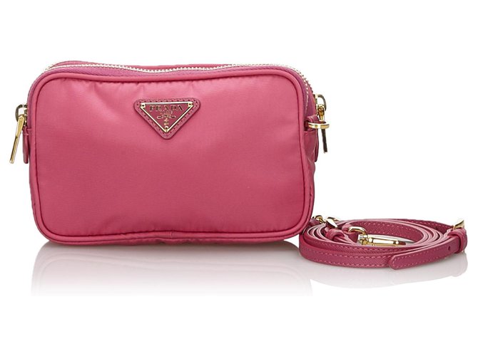Prada Pink Nylon Crossbody Bag Leather Cloth  - Joli Closet