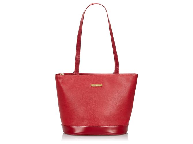 Burberry Red Leather Tote Bag  ref.149296