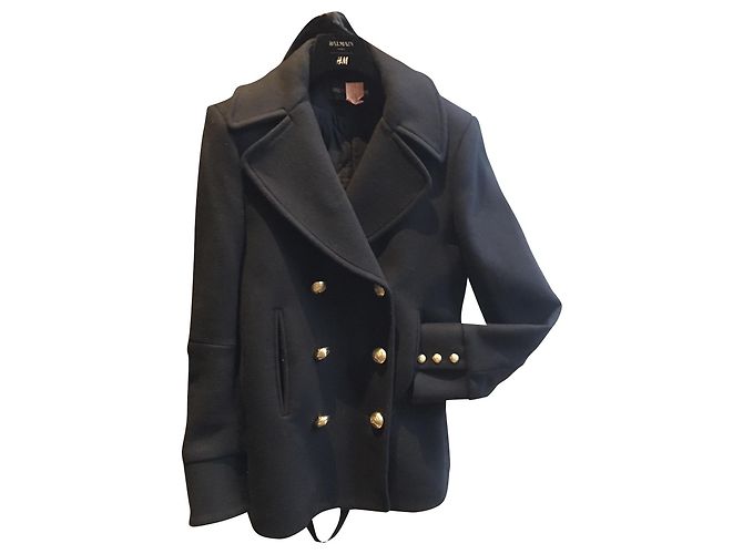 Balmain pour H&M Balmain black wool coat for H & M