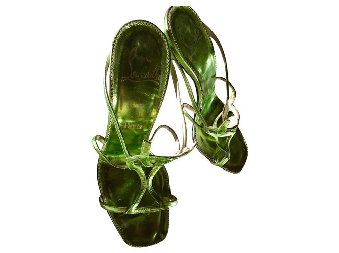 Christian Louboutin Louboutin sandals Light green Leather  ref.149383